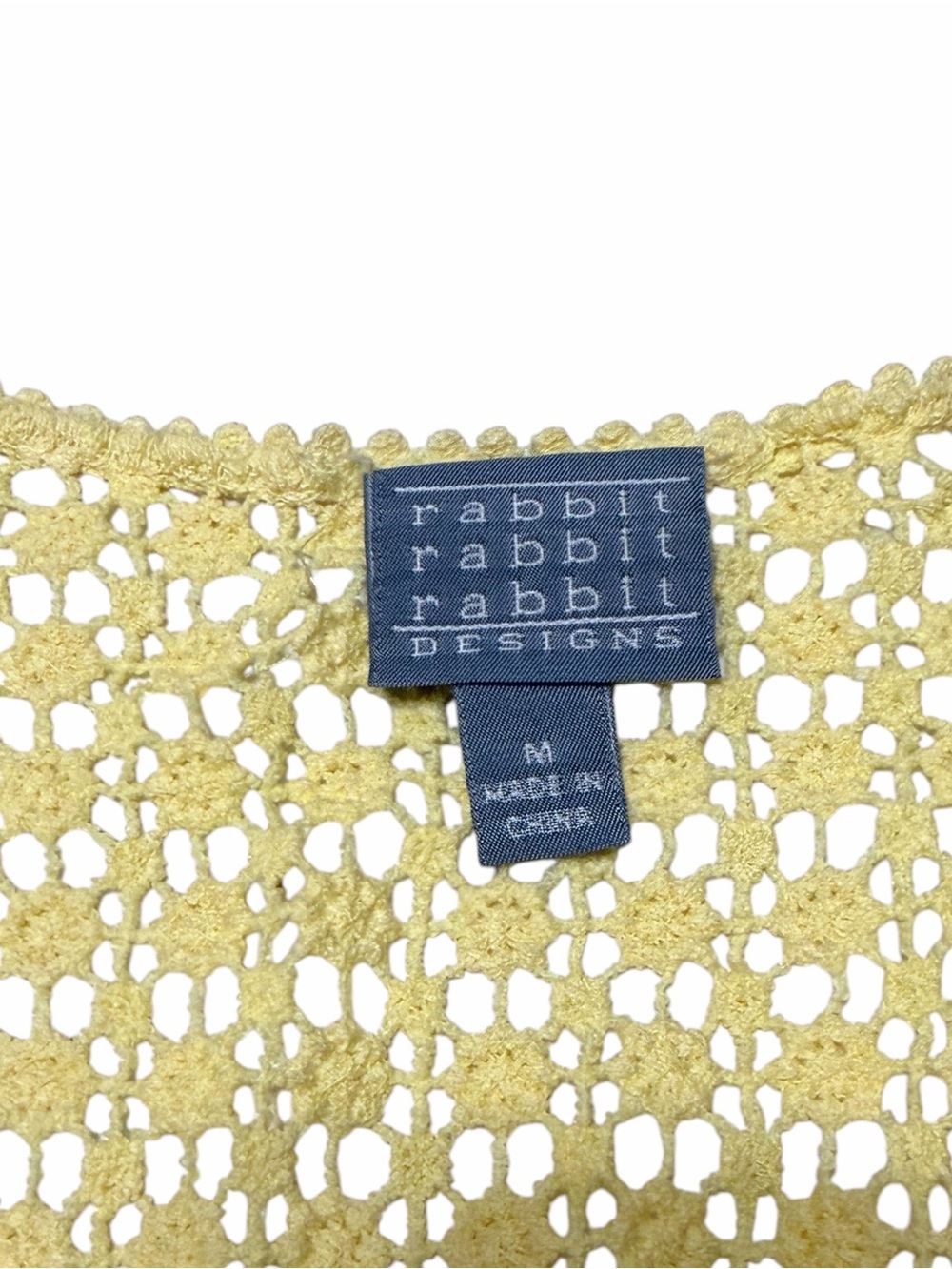 Rabbit Rabbit Rabbit Designs Yellow Floral Lace Single Button Crocheted Cardigan - Picture 9 of 16